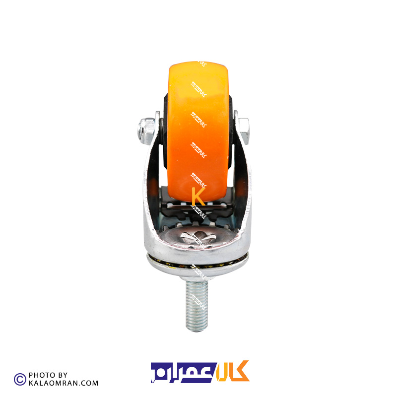 چرخ پیچی ترمزدار لوکس نارنجی پایه سفید سایز 7.5
