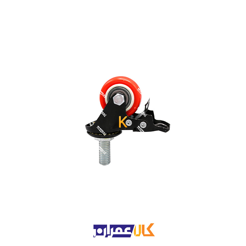 چرخ پیچی ترمزدار لوکس نارنجی پایه مشکی سایز 4