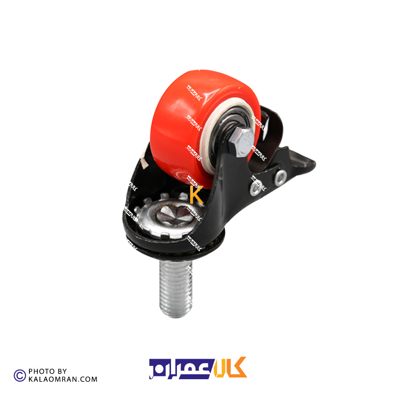 چرخ پیچی ترمزدار لوکس نارنجی پایه مشکی سایز 4