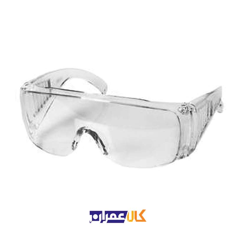 عینک ایمنی سفید بغل کرکره ای تک پلاست