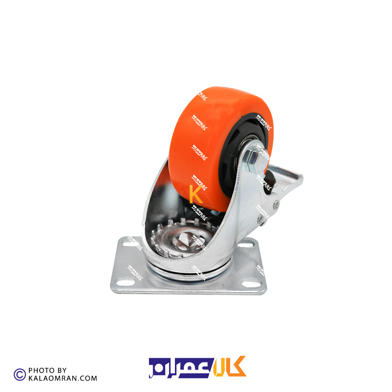 چرخ ترمزدار لوکس نارنجی پایه سفید سایز 7.5