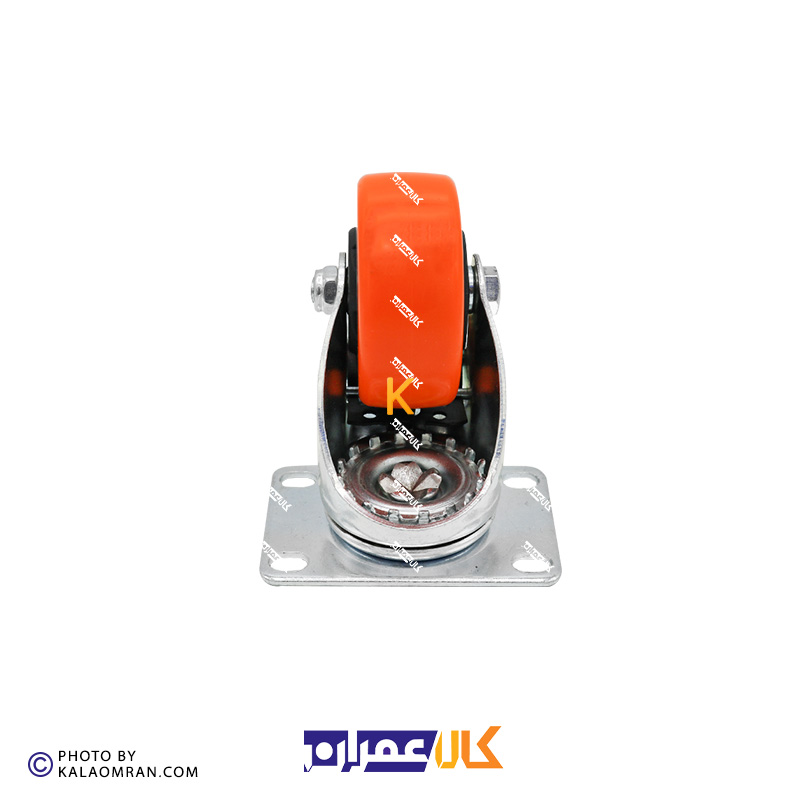 چرخ ترمزدار لوکس نارنجی پایه سفید سایز 7.5
