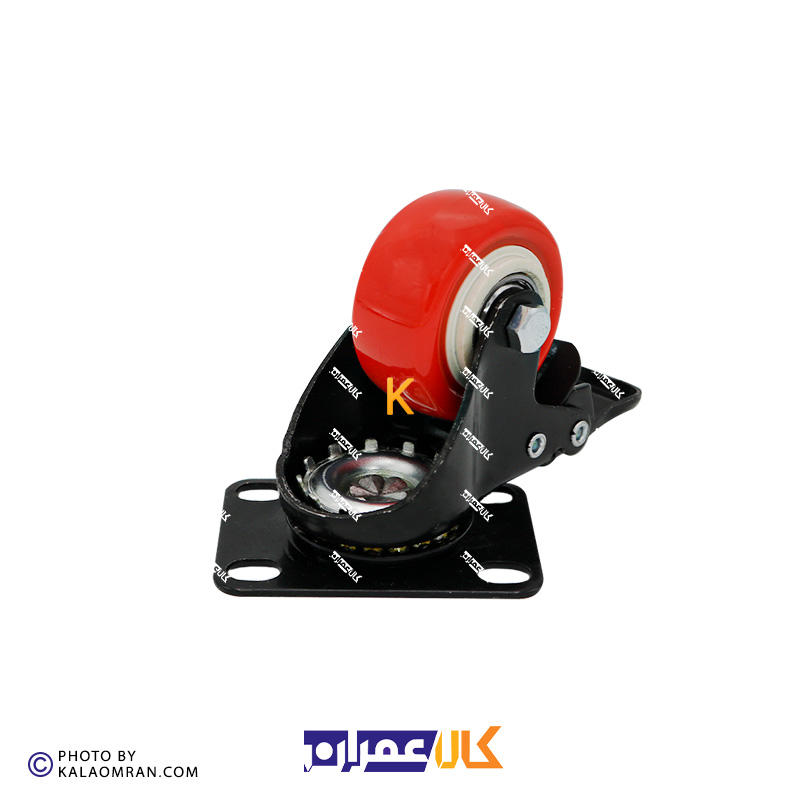 چرخ ترمزدار لوکس نارنجی پایه مشکی سایز 5