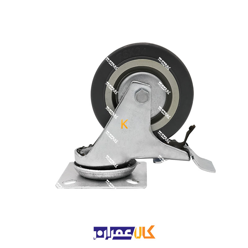 چرخ ترمزدار طوسی سایز 7.5 سانتی متر
