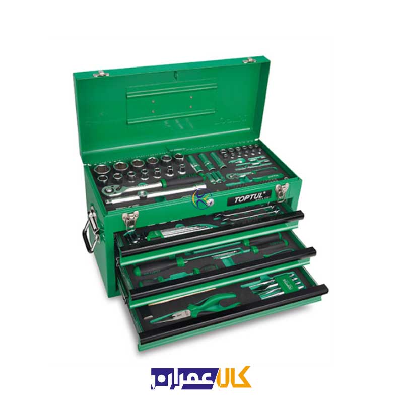 جعبه ابزار آهنی سبز 114 پارچه مدل GCAZ114A تاپ تول Toptul