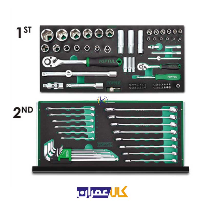 جعبه ابزار آهنی سبز 114 پارچه مدل GCAZ114A تاپ تول Toptul