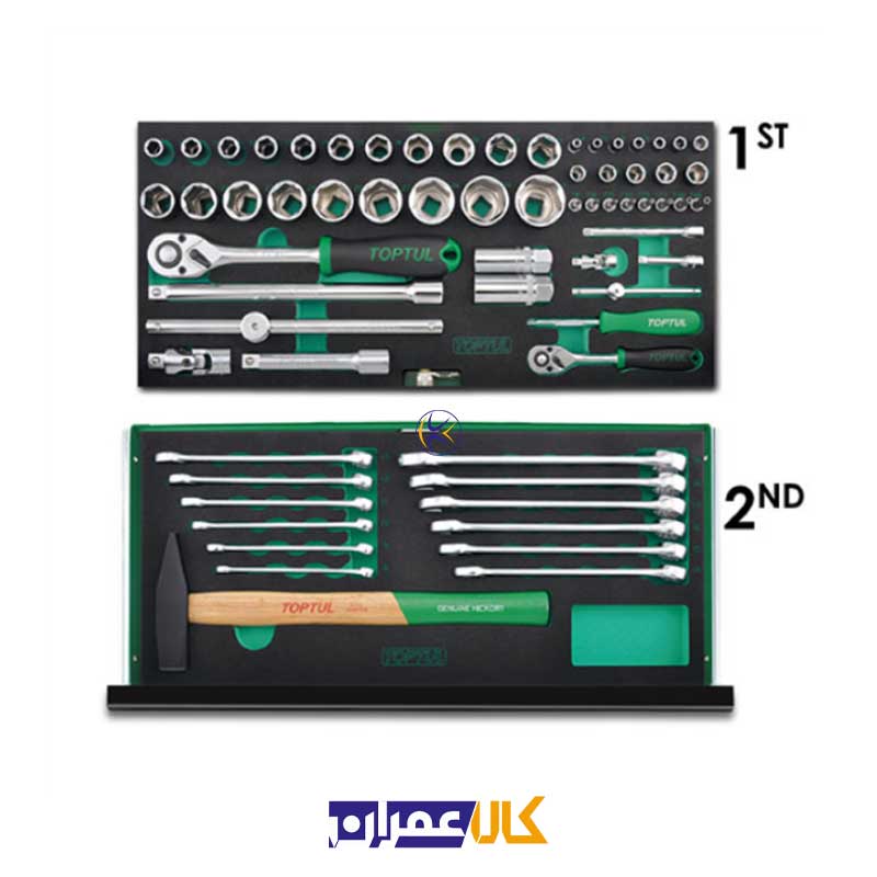 جعبه ابزار آهنی سبز 99 پارچه مدل GCAZ0038 تاپ تول Toptul