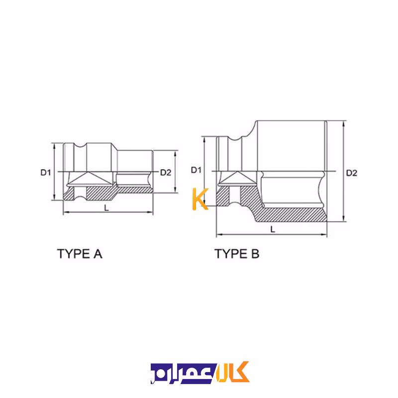 بکس تکی مشکی 1/2 اینچ 6 پر مدل KABA16 تاپ تول