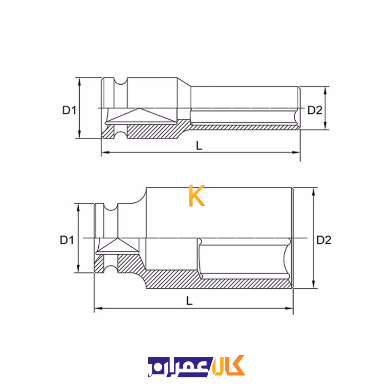 بکس تکی مشکی 3/4 اینچ بلند 6 پر مدل KABE24 تاپ تول