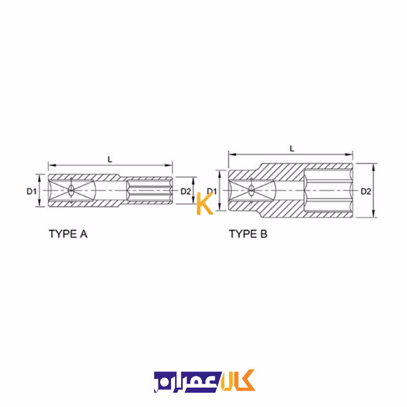 بکس تکی 3/8 اینچ بلند 6 پر مدل BAEE12 تاپ تول