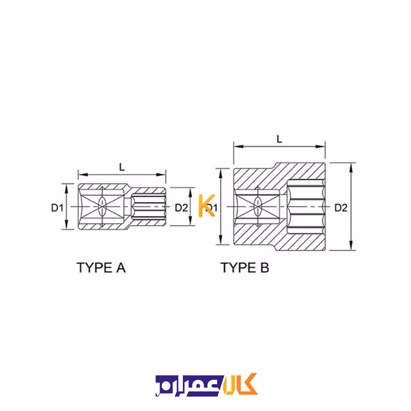 بکس تکی 1/4 اینچ کوتاه 12 پر مدل BBEB08 تاپ تول