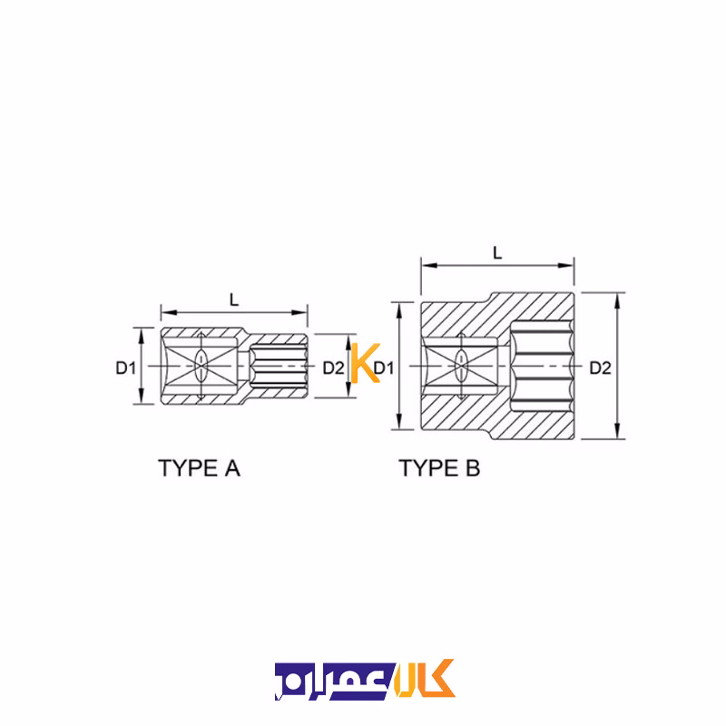 بکس تکی 1/2 اینچ کوتاه 12 پر مدل BAEB16 تاپ تول