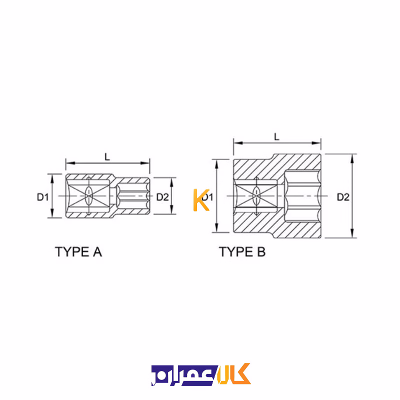 بکس تکی 3/4 اینچ کوتاه 6 گوش مدل BAEA24 تاپ تول