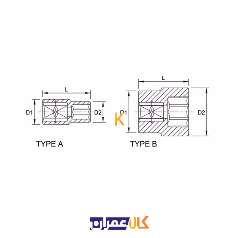 بکس تکی 1 اینچ کوتاه 6 گوش مدل BAEA32 تاپ تول