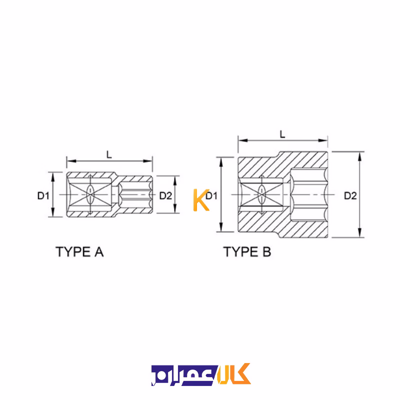 بکس تکی 1/4 اینچ کوتاه ستاره ای مدل BAEA08 تاپ تول