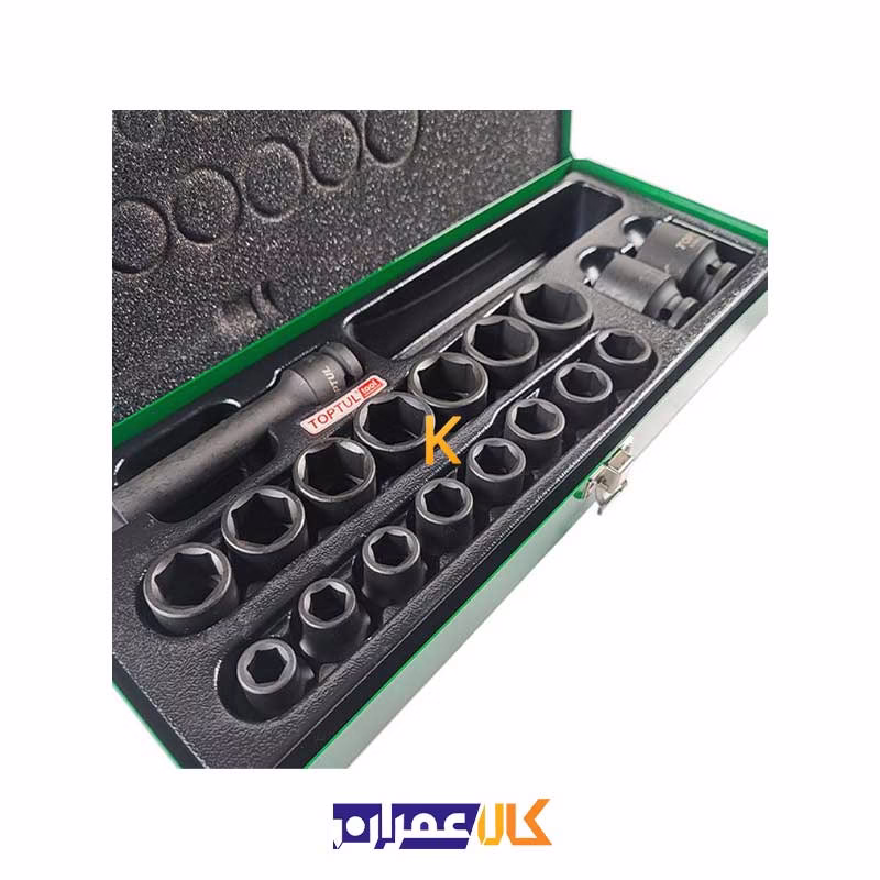 جعبه بکس فشار قوی 18 پارچه 1/2 اینچ مدل GCAD1807 تاپ تول
