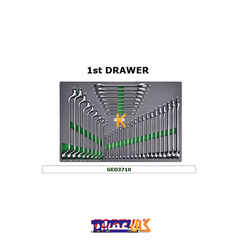 جعبه ابزار 7 کشو چرخ دار با ابزار مدل GE-21406 تاپ تول