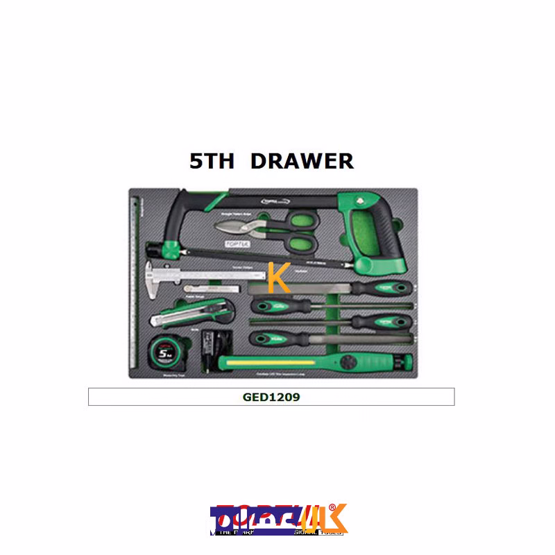 جعبه ابزار 7 کشو چرخ دار با ابزار مدل GE-21406 تاپ تول