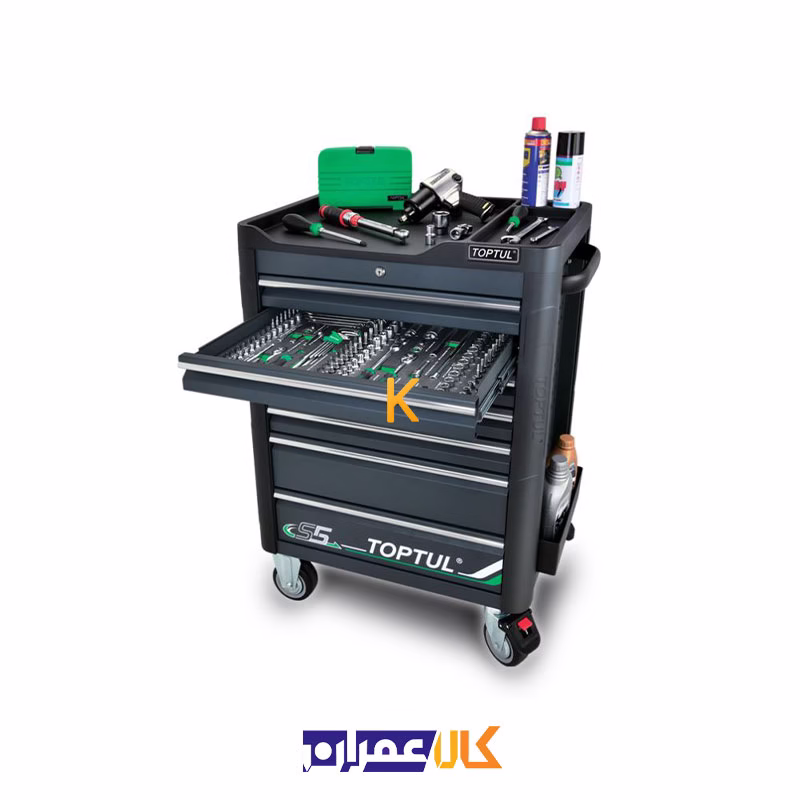 جعبه ابزار 7 کشو چرخ دار با ابزار مدل GE-3402 تاپ تول