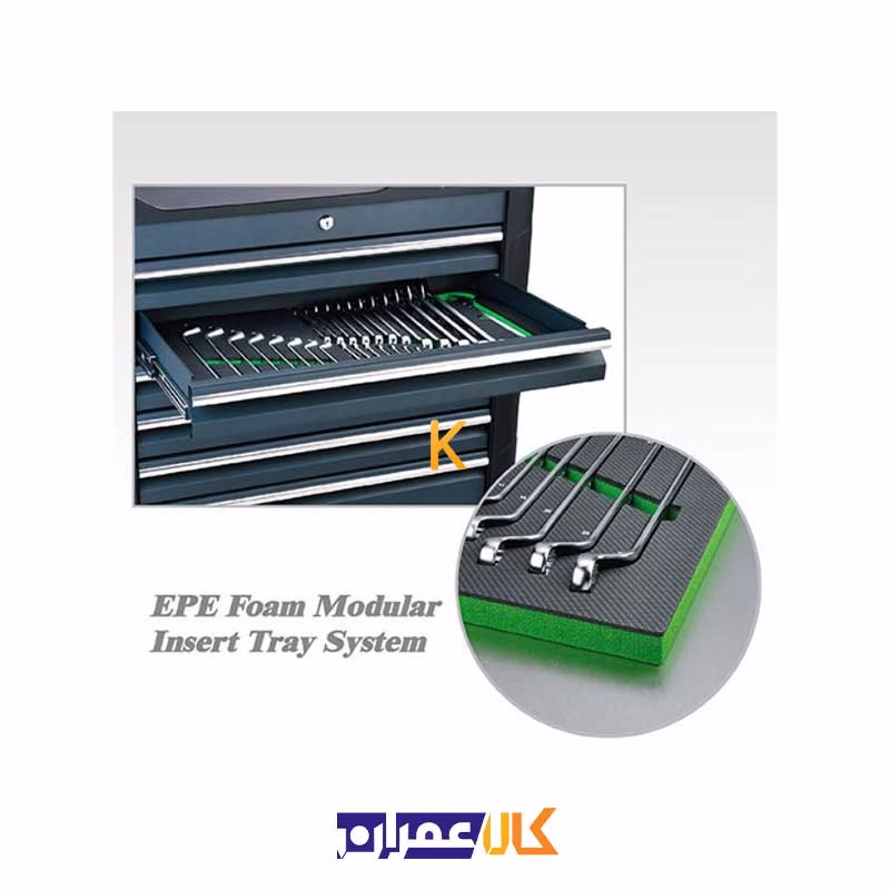 جعبه ابزار 7 کشو چرخ دار با ابزار مدل GE-3402 تاپ تول