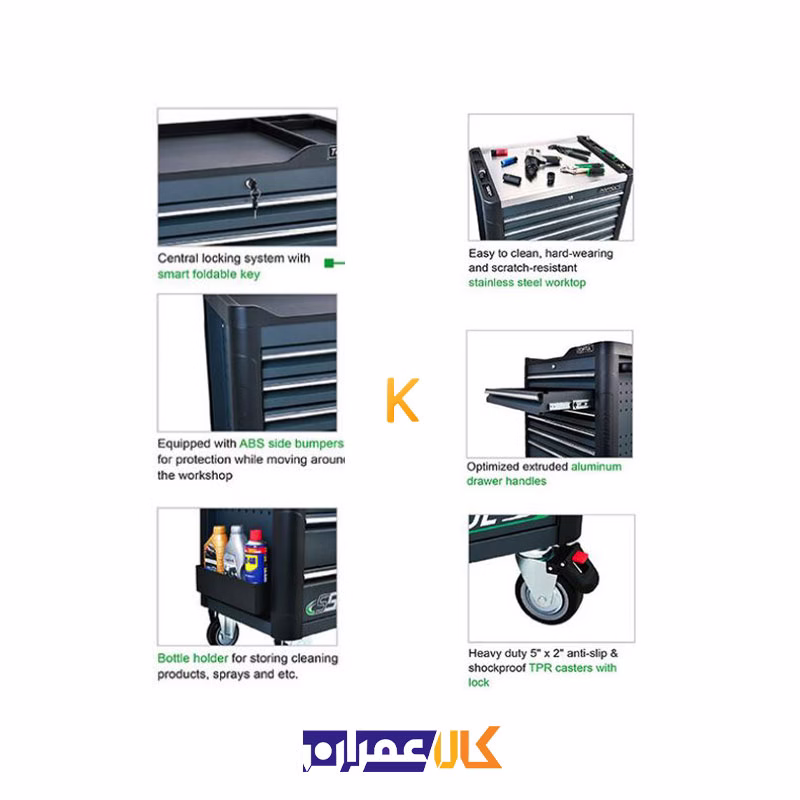 جعبه ابزار 7 کشو چرخ دار مدل TCAR0703 تاپ تول