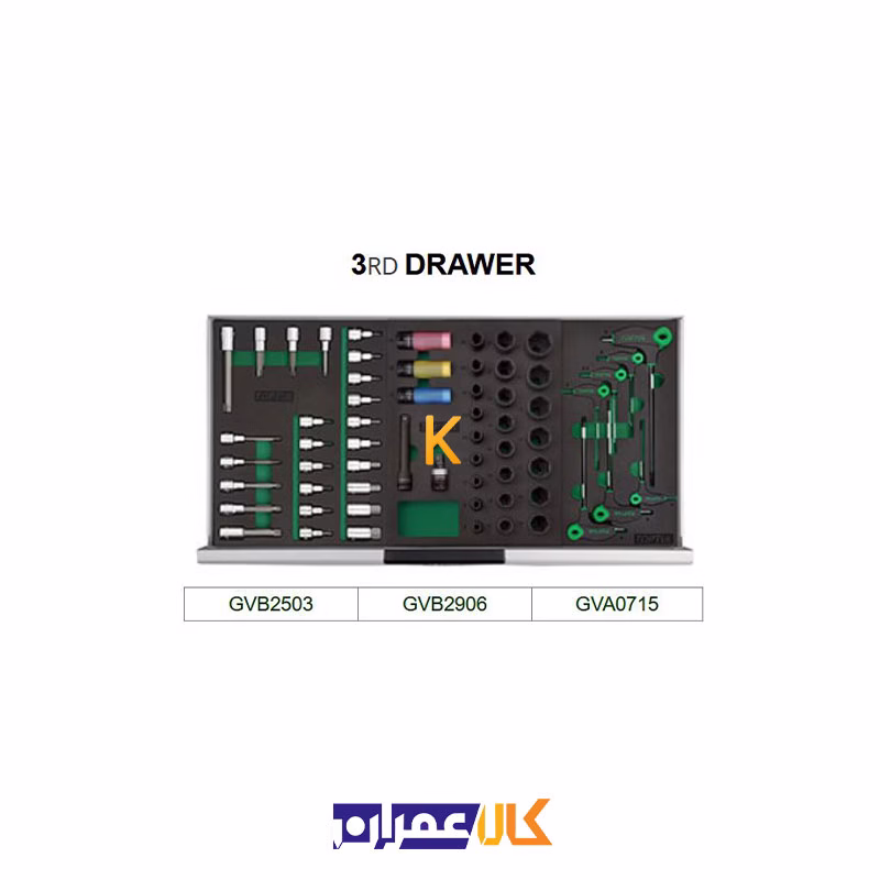 جعبه ابزار 7 کشو چرخ دار با ابزار مدل GV33813 تاپ تول
