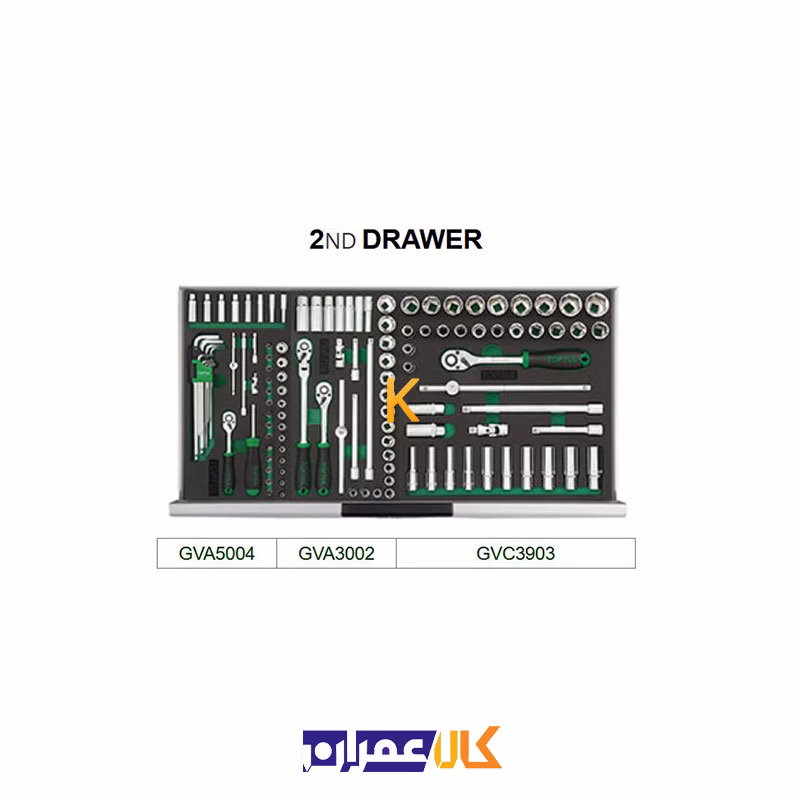 جعبه ابزار 7 کشو چرخ دار با ابزار مدل GV33813 تاپ تول