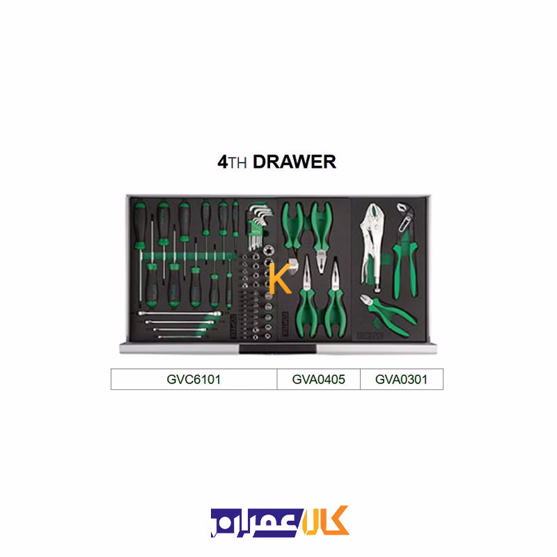 جعبه ابزار 7 کشو چرخ دار با ابزار مدل GV33813 تاپ تول