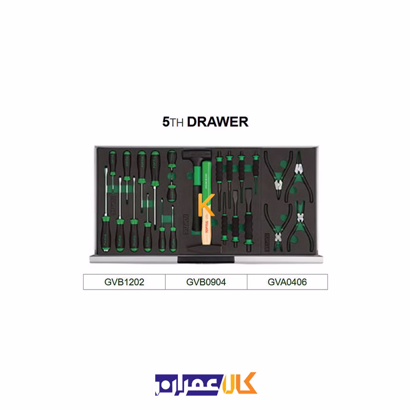 جعبه ابزار 7 کشو چرخ دار با ابزار مدل GV33813 تاپ تول