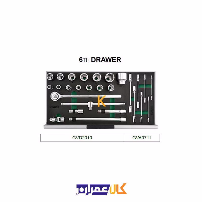 جعبه ابزار 7 کشو چرخ دار با ابزار مدل GV33813 تاپ تول