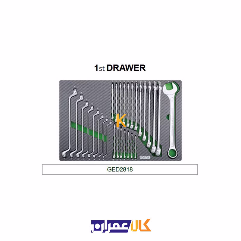 جعبه ابزار 7 کشو چرخ دار با ابزار مدل GE-20804 تاپ تول