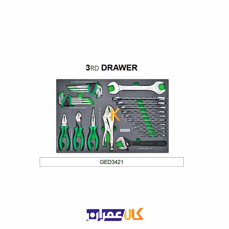 جعبه ابزار 7 کشو چرخ دار با ابزار مدل GE-20804 تاپ تول