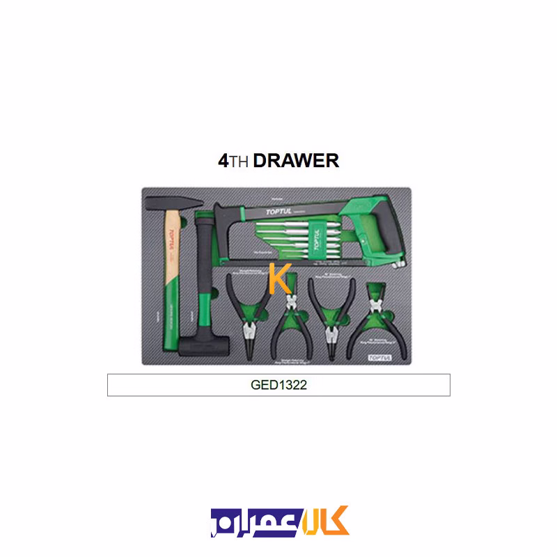 جعبه ابزار 7 کشو چرخ دار با ابزار مدل GE-20804 تاپ تول