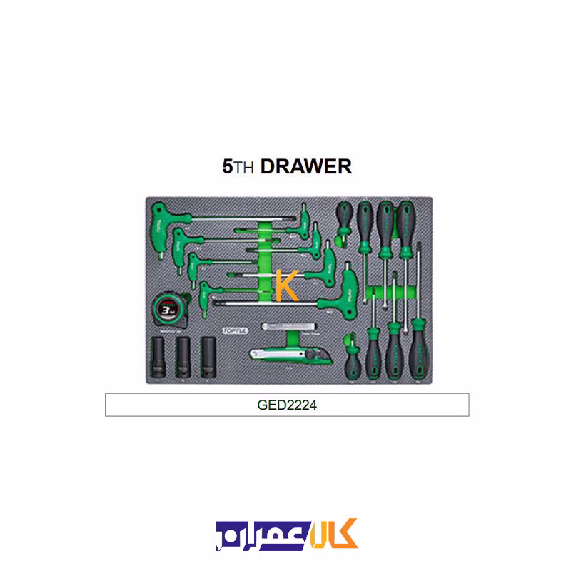 جعبه ابزار 7 کشو چرخ دار با ابزار مدل GE-20804 تاپ تول