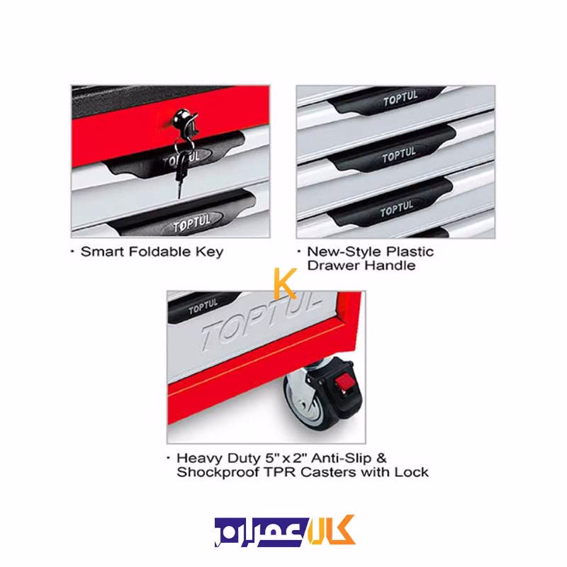 جعبه ابزار 7 کشو چرخ دار با ابزار مدل GE-20804 تاپ تول