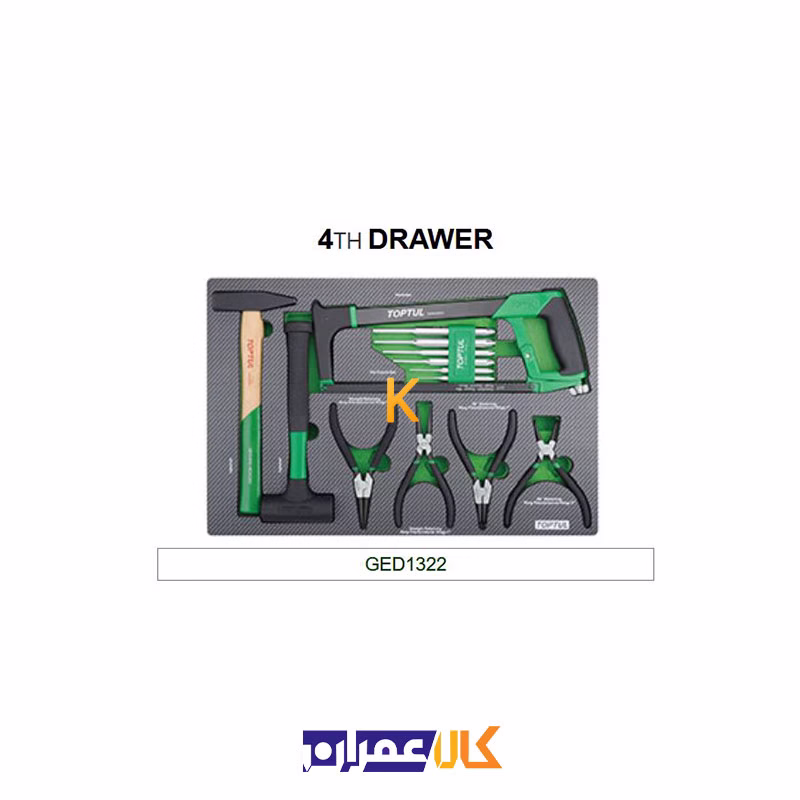 جعبه ابزار 7 کشو چرخ دار با ابزار مدل GE-20803 تاپ تول