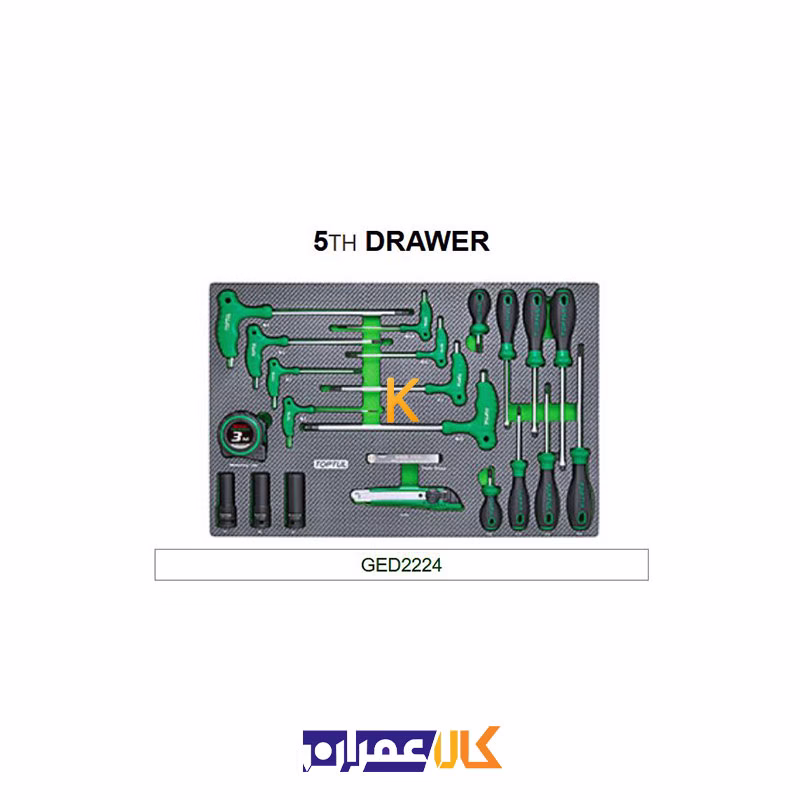 جعبه ابزار 7 کشو چرخ دار با ابزار مدل GE-20803 تاپ تول