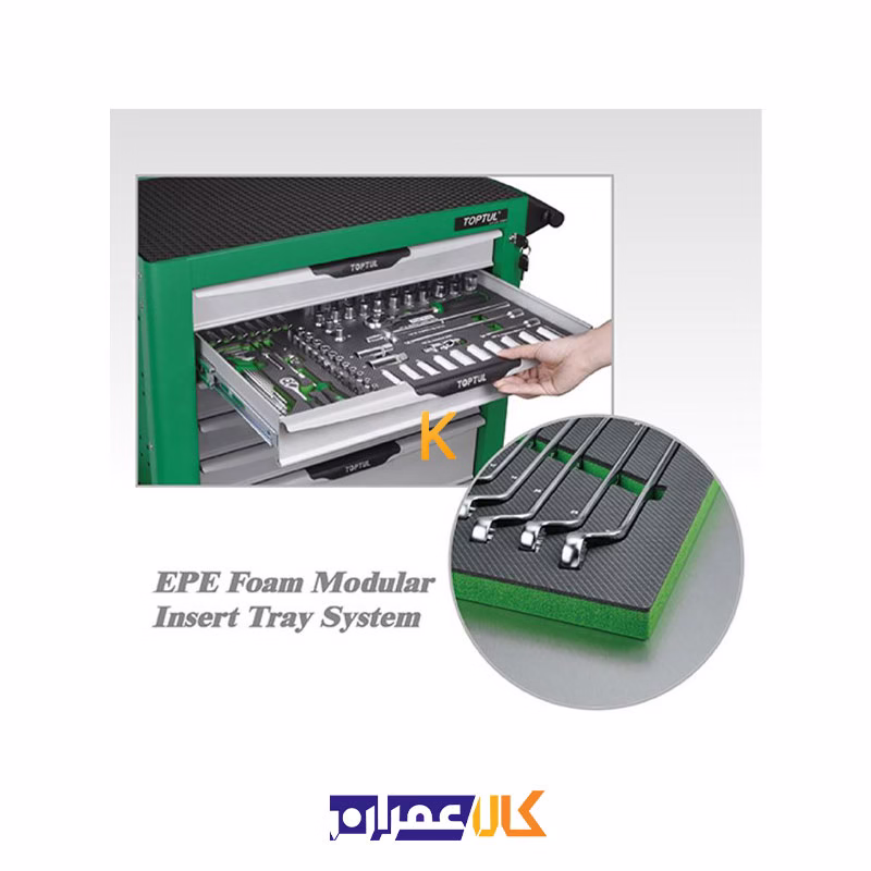 جعبه ابزار 7 کشو چرخ دار با ابزار مدل GE-20803 تاپ تول