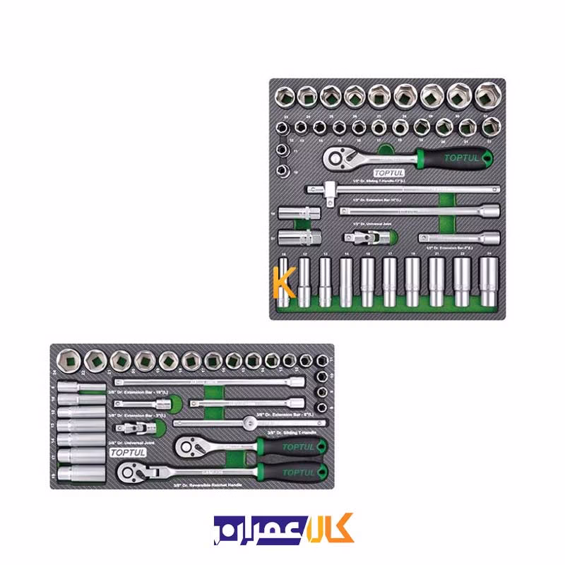 جعبه ابزار 7 کشو چرخ دار با ابزار مدل GE-26118 تاپ تول