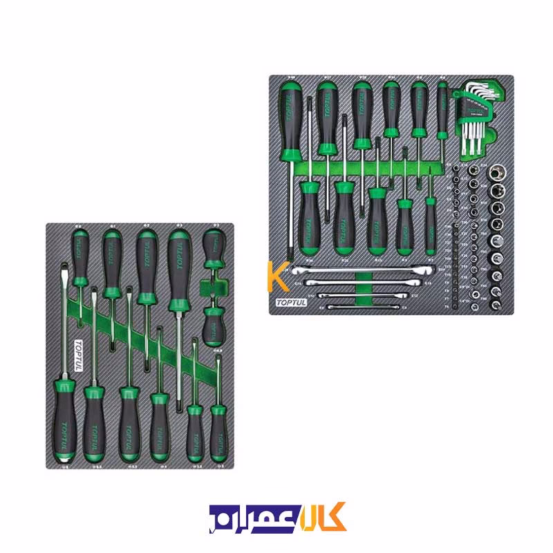 جعبه ابزار 7 کشو چرخ دار با ابزار مدل GE-26118 تاپ تول