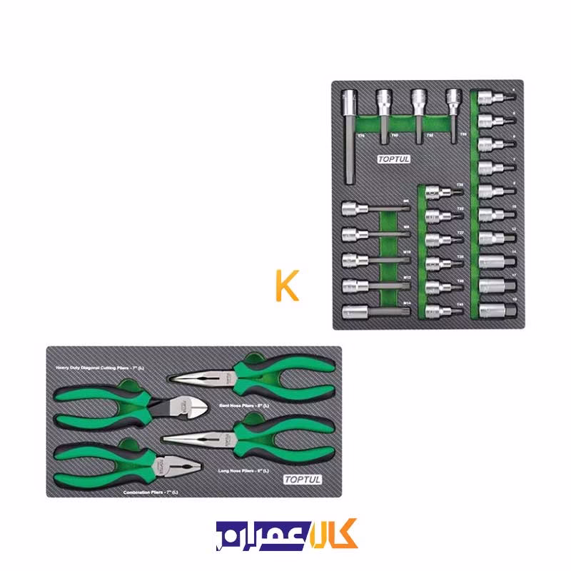 جعبه ابزار 7 کشو چرخ دار با ابزار مدل GE-26118 تاپ تول
