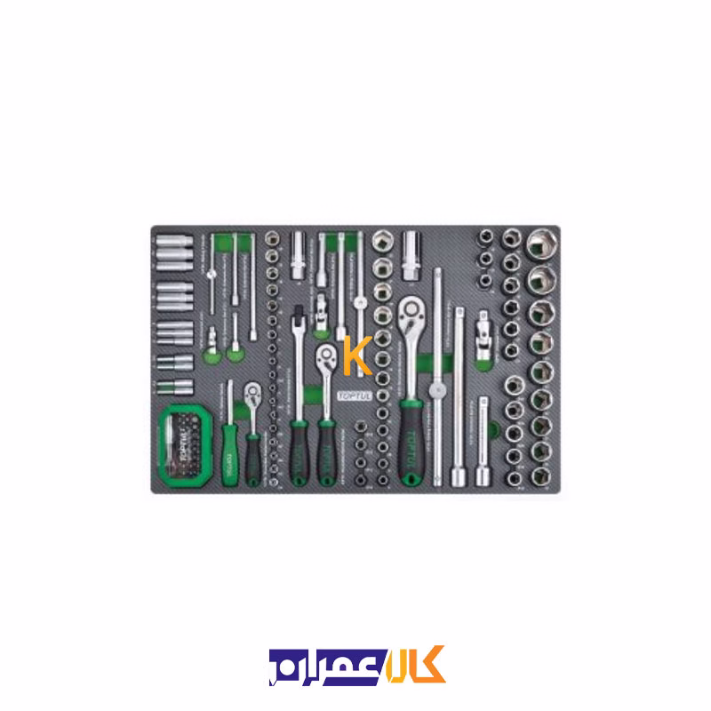 جعبه ابزار 7 کشو چرخ دار با ابزار مدل GE-21405 تاپ تول