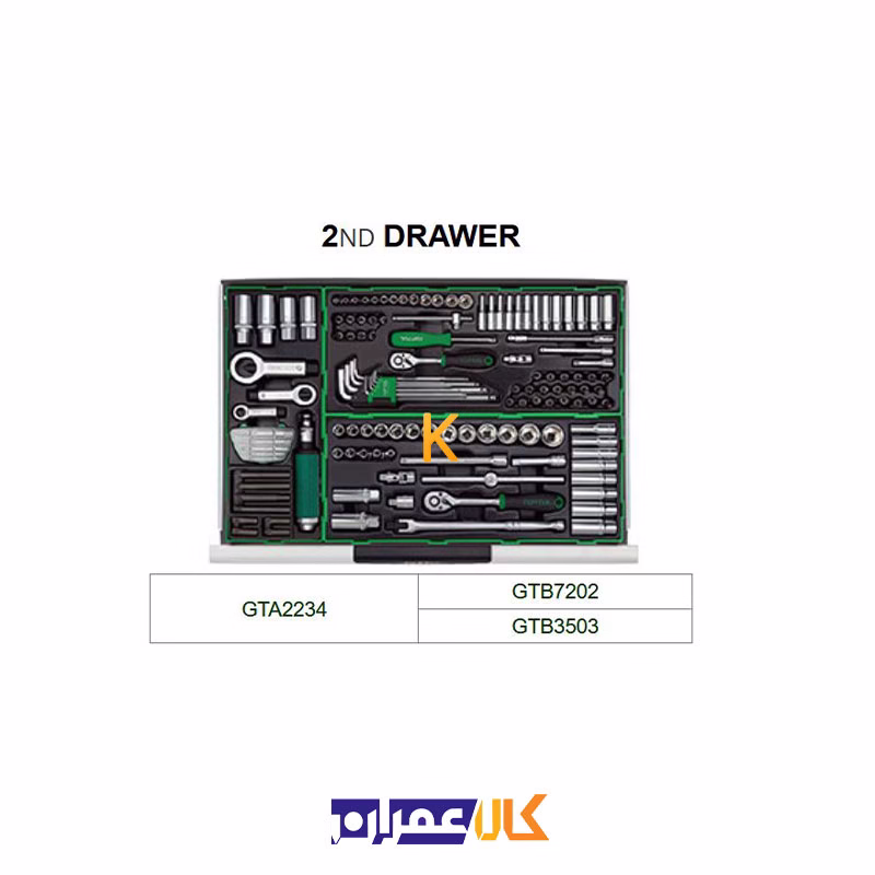 جعبه ابزار 7 کشو چرخ دار با ابزار مدل GT-28306 تاپ تول