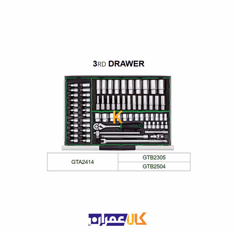 جعبه ابزار 7 کشو چرخ دار با ابزار مدل GT-28306 تاپ تول
