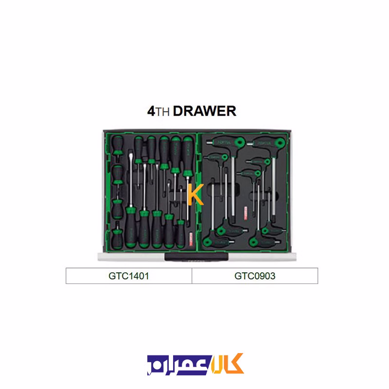 جعبه ابزار 7 کشو چرخ دار با ابزار مدل GT-28306 تاپ تول