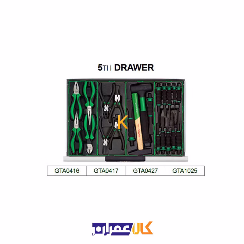 جعبه ابزار 7 کشو چرخ دار با ابزار مدل GT-28306 تاپ تول