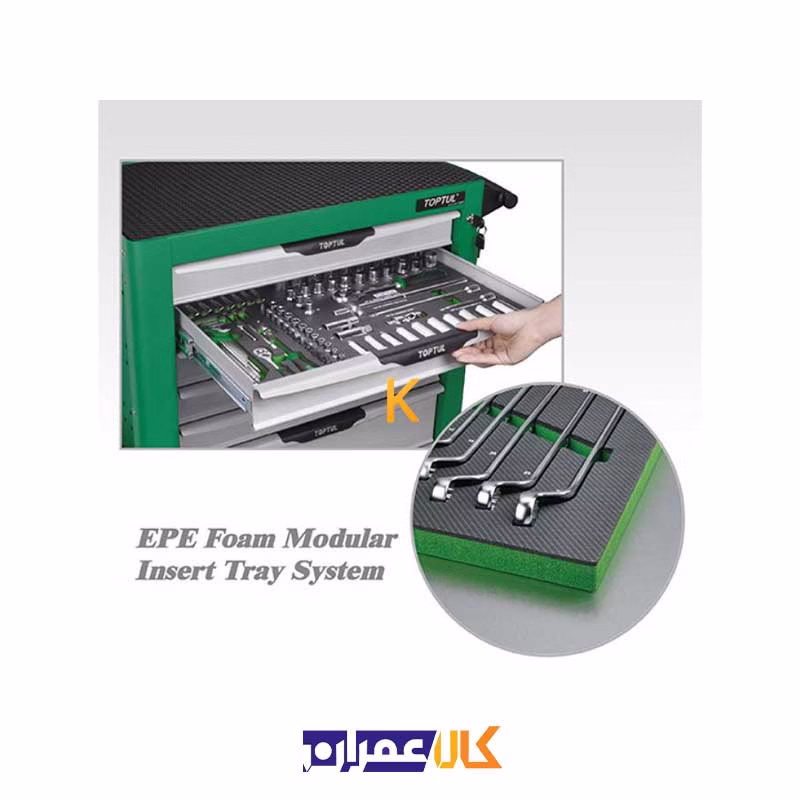جعبه ابزار 7 کشو چرخ دار با ابزار مدل GE-30817 تاپ تول