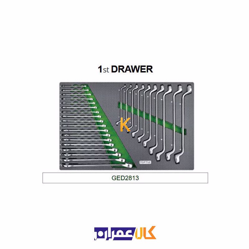 جعبه ابزار 7 کشو چرخ دار با ابزار مدل GE-26117 تاپ تول