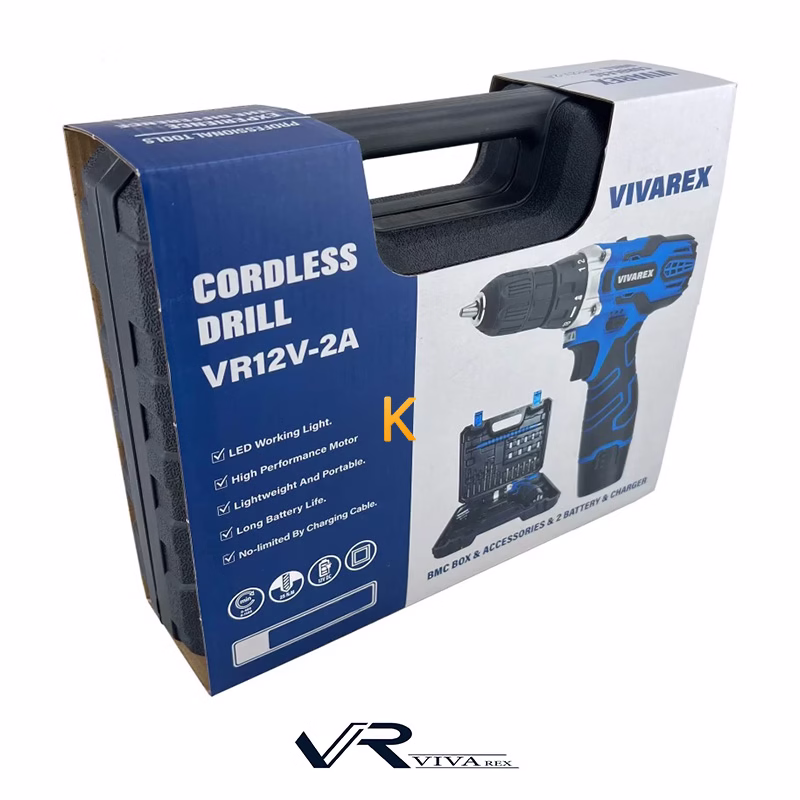 دریل شارژی 12 ولت با لوازم مدل VR12V-2A ویوارکس