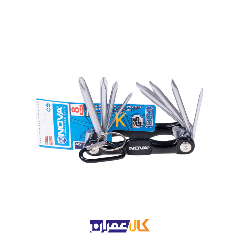 پیچ گوشتی چاقویی دوسو و چهارسو 8 عددی نووا